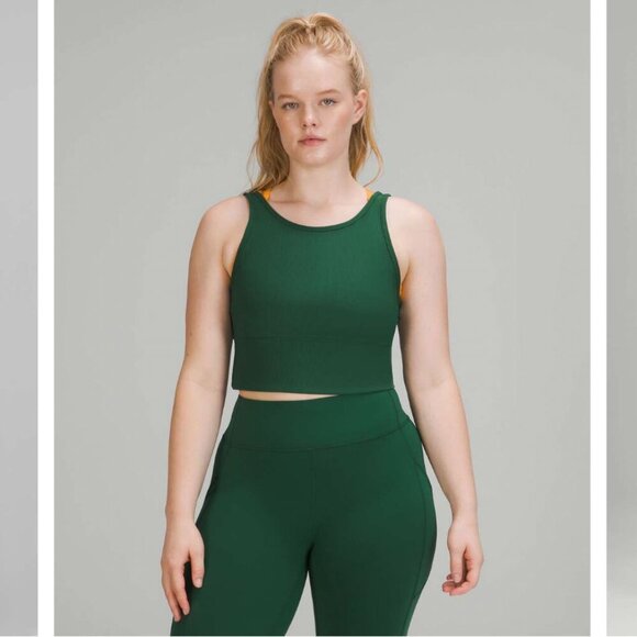 Lululemon Power Pivot tank top in everglade green ribbed size 10 - Picture 1 of 11
